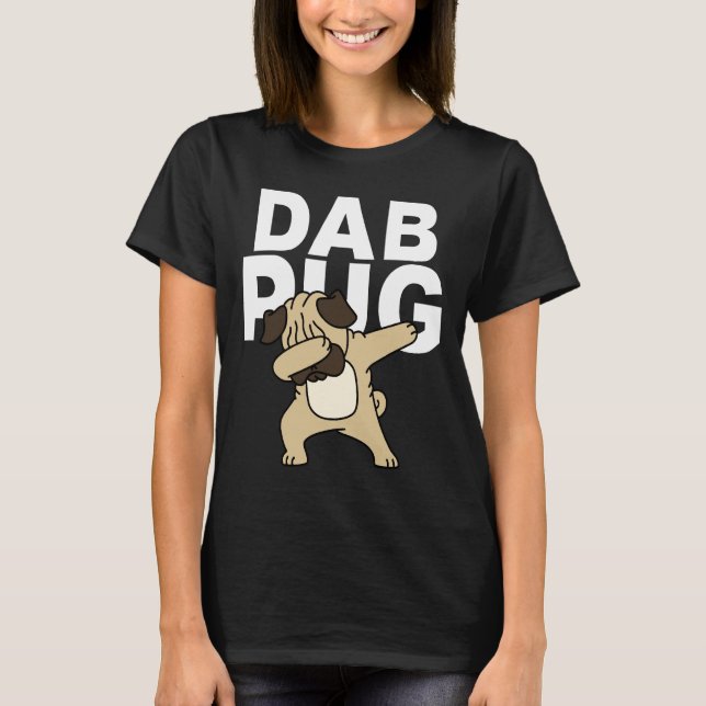 Camiseta Pug Engraçado Fazendo Dab 1034 (Frente)
