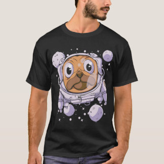 Camiseta Pug engraçado no Traje Espacial - Cachorro Astrona