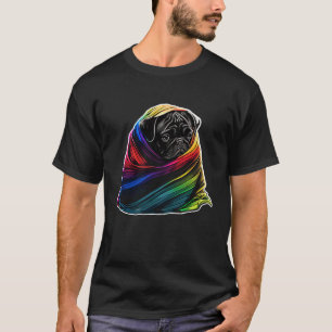 Camiseta Pug Enrolado em um Cobertor