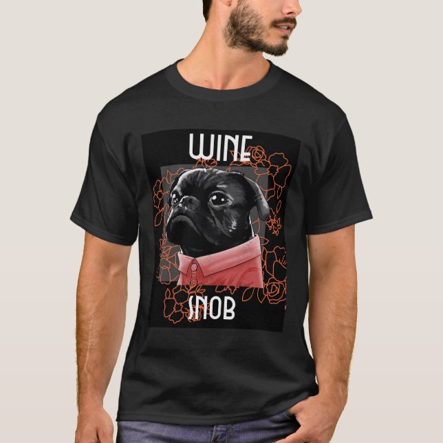 Camiseta Pug Esnobe do Vinho (Frente)