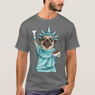 Camiseta Pug Estátua da Liberdade para Homens Meninas Crian
