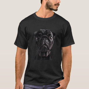 Camiseta Pug Face para Cachorro Mãe Pai Pai Pug Preto