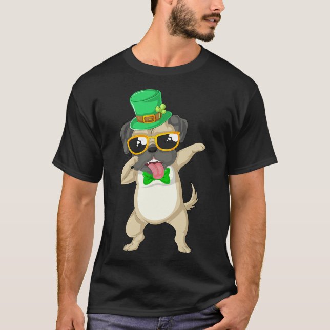 Camiseta pug fazendo dab no dia de st patricks 331 (Frente)