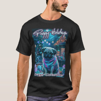 Camiseta Pug FÉRIAS FELIZES 101 NATAL FELIZ PUGGY FÉRIAS