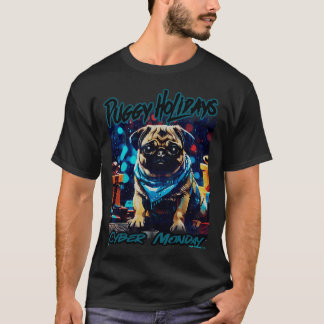 Camiseta Pug FÉRIAS FELIZES 64 CYBER MONDAY PUGGY FÉRIAS
