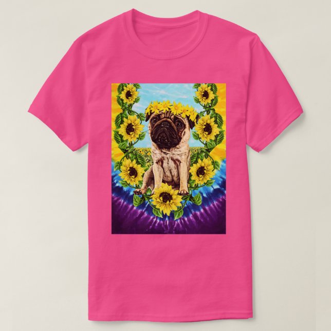 Camiseta Pug Flor (Frente do Design)