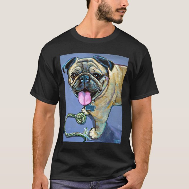 Camiseta PUG Fofo com Brinquedo Clássico  670 (Frente)