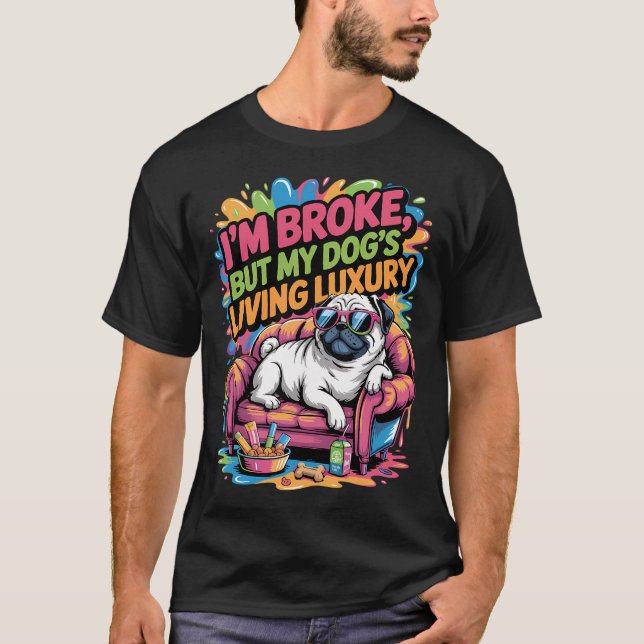 Camiseta Pug Fofo com Placa Eu amo meu Humano (Frente)