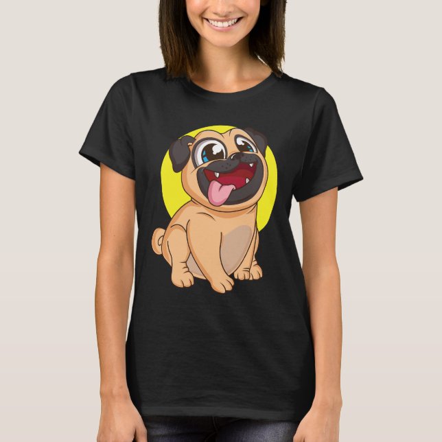 Camiseta Pug Fofo Com Rosto Feliz (Frente)