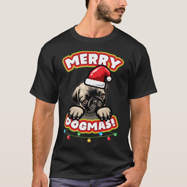 Camiseta Pug Fofo de Natal (Frente)