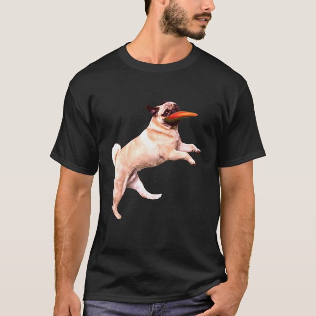 Camiseta Pug Frisbee Graphic Lap dog impressão (Frente)