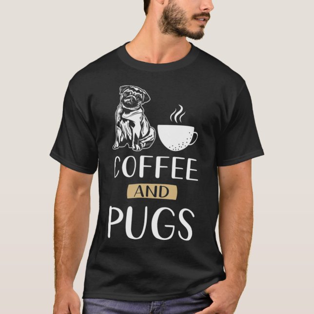 Camiseta Pug gatinho café viciado em café (Frente)