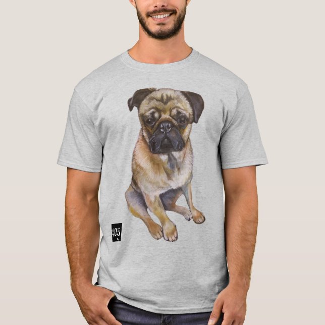 Camiseta Pug Gaze T-Shirt – Chalk Art Style (Frente)
