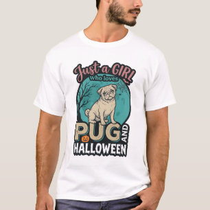 Camiseta Pug Halloween Menina Design Vetorial Vintage_1