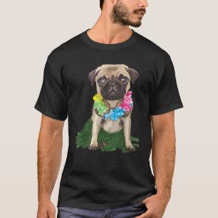 Camiseta Pug havaiano dança hula legal aloha animal engraça