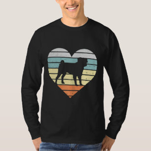 Camiseta Pug Heart Sunset Retro Animal Pet Dog Proprietário
