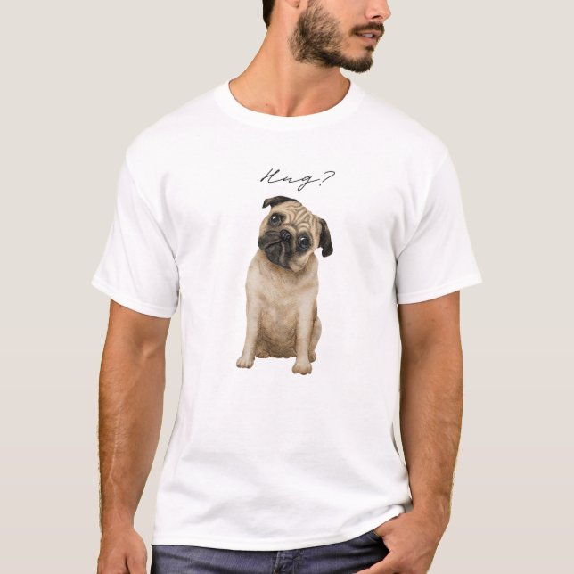 Camiseta Pug Hug Cute Love Pugs Design (Frente)