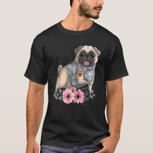 Camiseta Pug I Love Mãe Tattoo Dog Dia de as mães