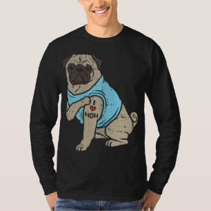 Camiseta Pug I Love Mamãe Fofo Animal Pet Dog Proprietário 