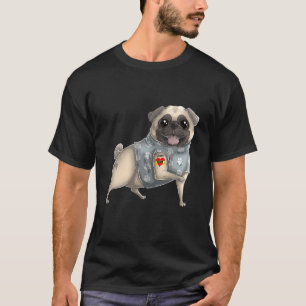 Camiseta Pug I Love Mamãe Tatuagem Cachorro Engraçado Prese