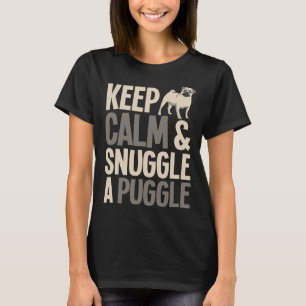 Camiseta Pug impressão Mantém Calma E Encolher Um Puggle En