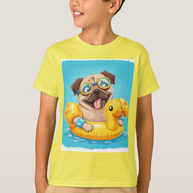 Camiseta Pug in a Piscina, por Natasha Us (Frente)
