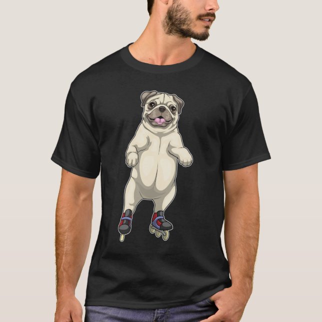 Camiseta Pug Inline skling Roll skates (Frente)