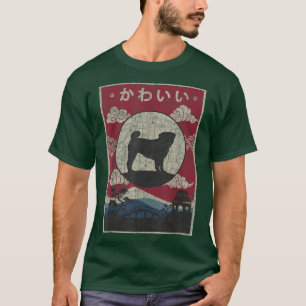 Camiseta Pug Japonês Design Kawaii Cog Pai Mãe