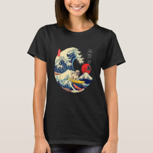 Camiseta Pug Japonês Kanagawa Surf Cão Real