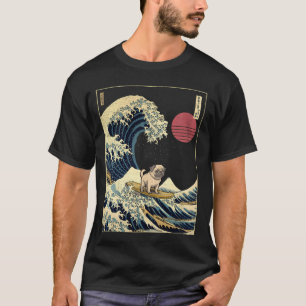 Camiseta Pug Kanagawa Onda de Surf Japonêsa