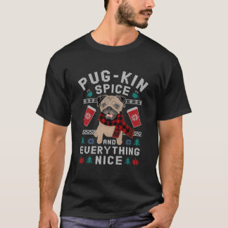 Camiseta Pug Kin Spice Latte Pugkin Cachorro Pug Feio Natal