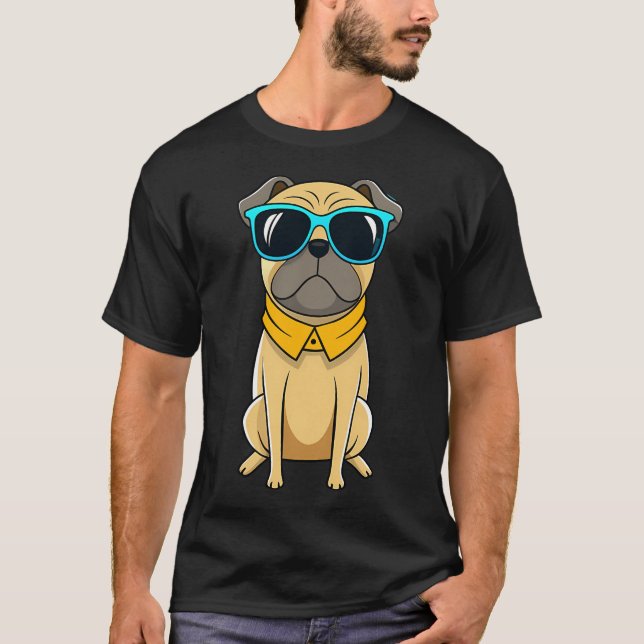 Camiseta Pug Legal com Óculos de Sol (Frente)