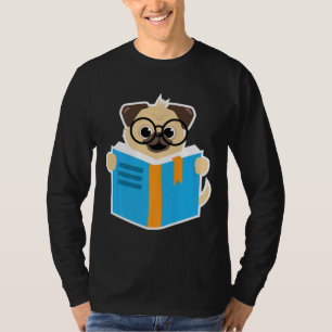 Camiseta Pug Lendo Um Livro Amante De Livros Dono De Pug Am