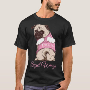 Camiseta Pug lindo. Asas de Anjo. Clássico 896