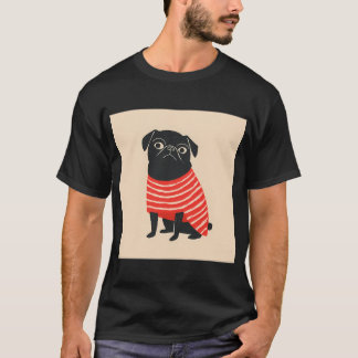 Camiseta Pug Listrado Deixa a Cidade Sem Fôlego