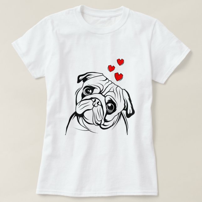Camiseta Pug Love Cute Dog Lover Proprietária Engraçada Mul (Frente do Design)