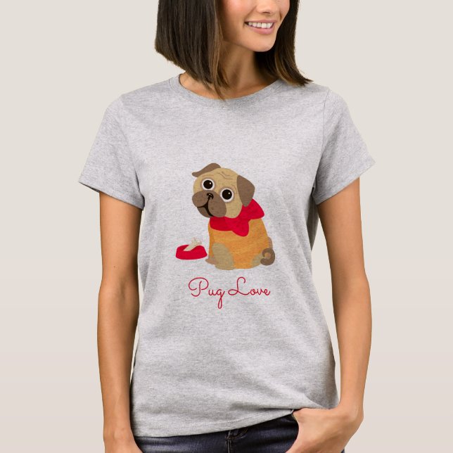 Camiseta Pug Love fofo cachorrinho amante de os animais (Frente)