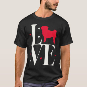 Camiseta Pug Love Red Dia de os namorados Heart for Dog Pug
