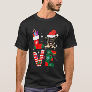 Camiseta Pug Lover Papai Noel Cachorros de Natal