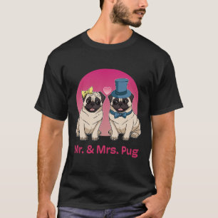 Camiseta Pug Lover Wedding Newlywn Bride Groom Sr. e Sra.