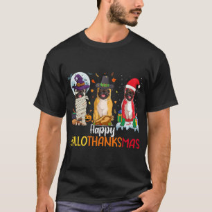 Camiseta Pug Lovers Halloween Merry Christmas Happy