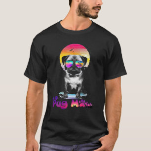 Camiseta Pug Mãe Óculos Solares Dia de as mães Engraçado Pu