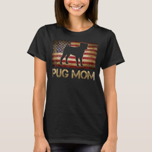 Camiseta Pug Mãe Vintage Bandeira Americana Um Cão Patrióti