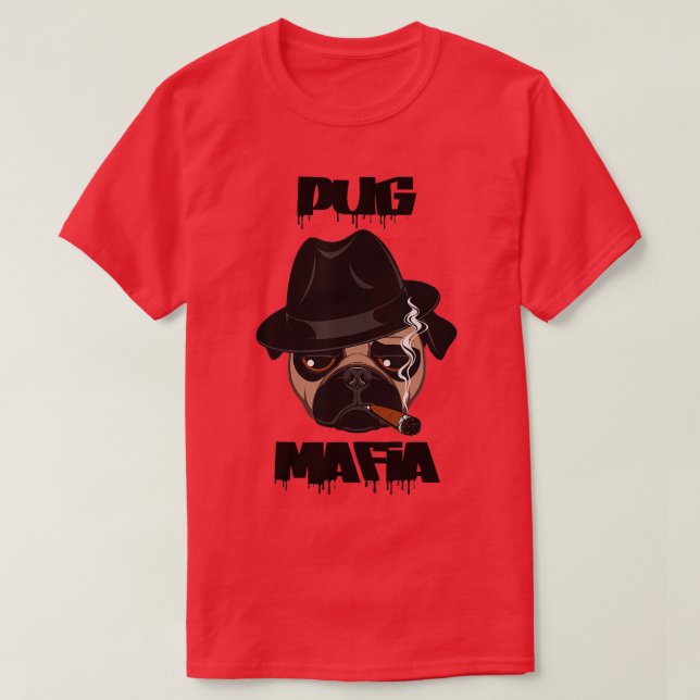 Camiseta Pug Mafia Funny Gift Cão Pet (Frente do Design)