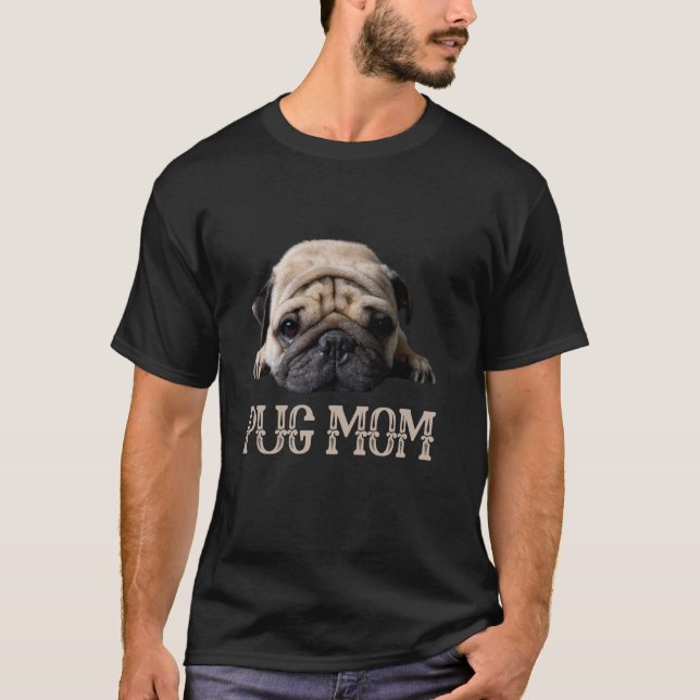 Camiseta Pug Mamãe Cachorro Adora Presentes Da Mãe Para Ela (Frente)