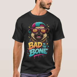 Camiseta Pug Mau até os Ossos — Design de Roupas de Rua do