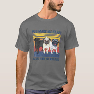 Camiseta Pug Me Faz Feliz Natal De Dia de os pais