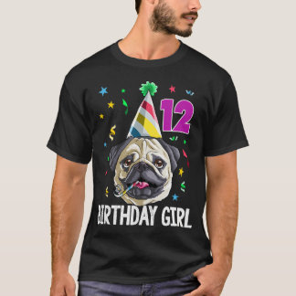 Camiseta Pug Menina de Aniversário 12