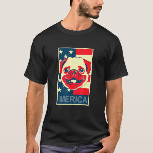 Camiseta Pug Merica 4 De Julho Cão Puppy Tee