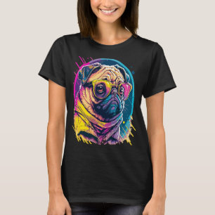 Camiseta Pug Mops Carlin Dog com óculos escuros
